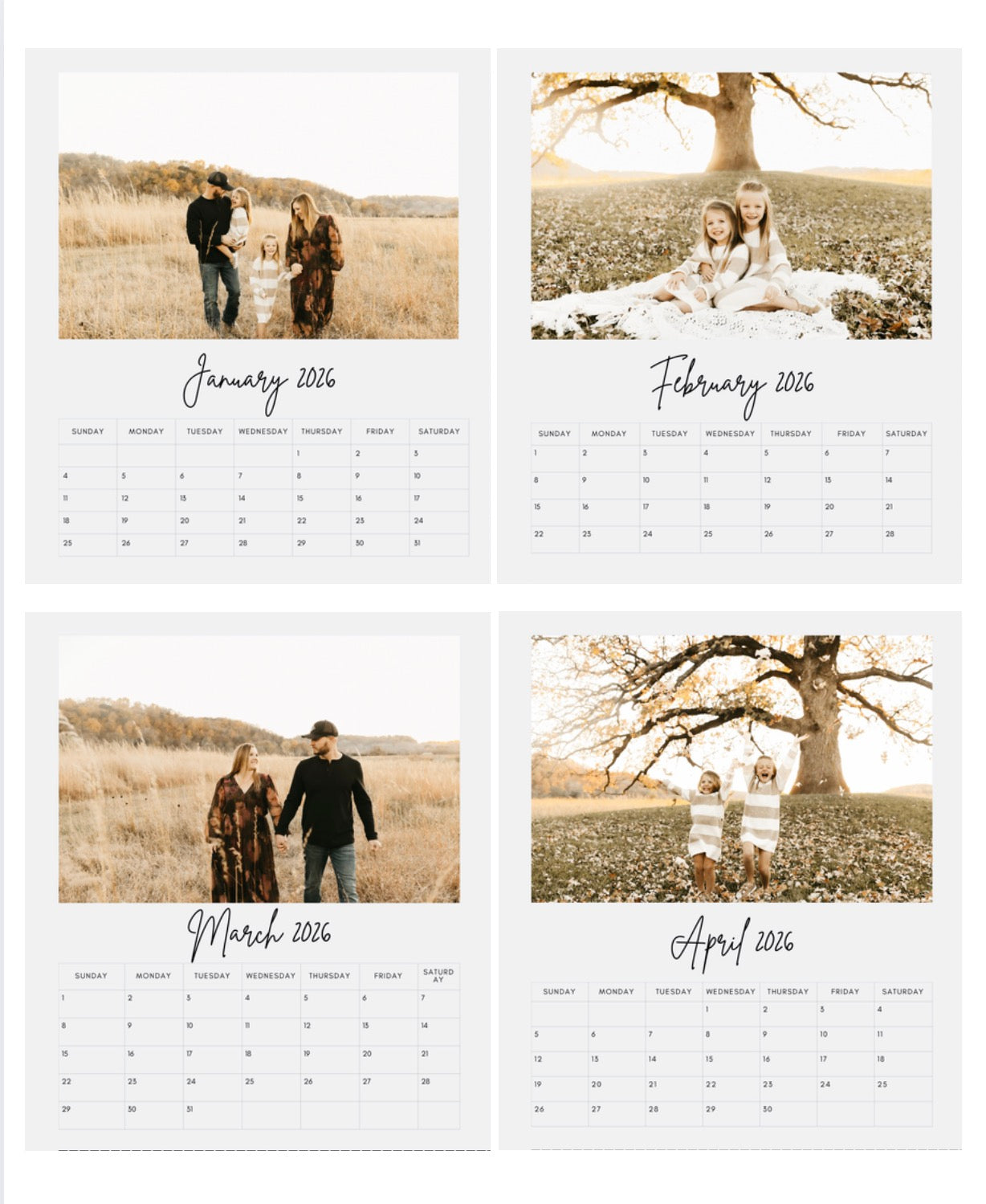 2026 12-Month Calendar Magnet Set