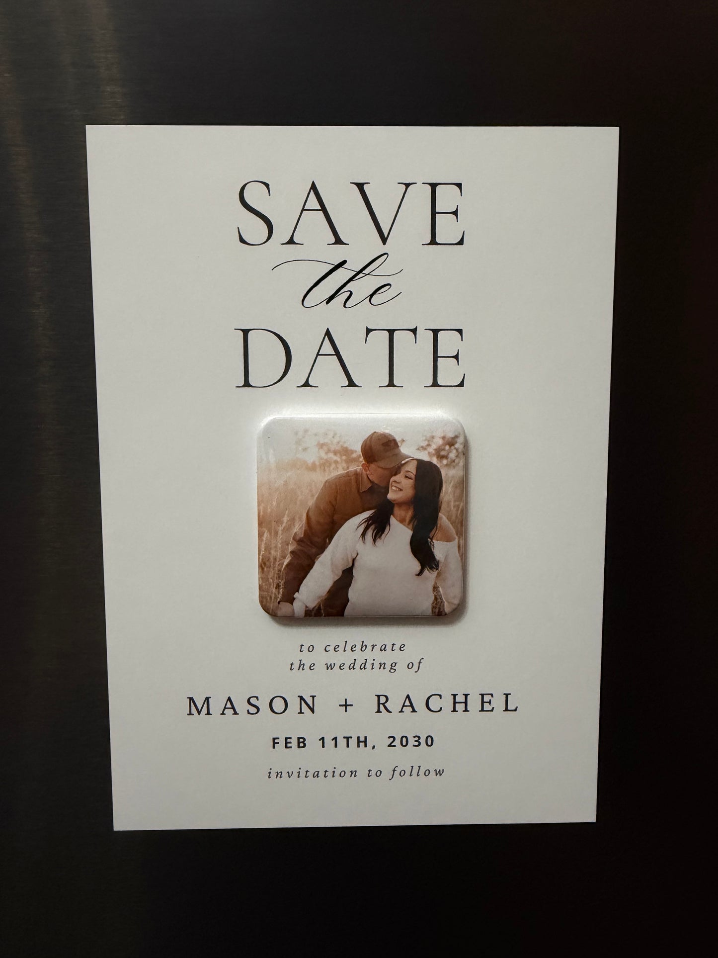 Cardstock Save the Date + Custom Square Magnet