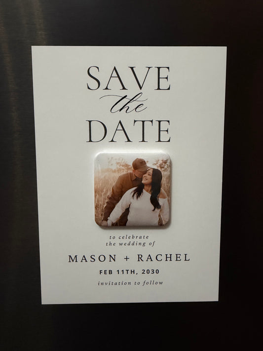 Cardstock Save the Date + Custom Square Magnet
