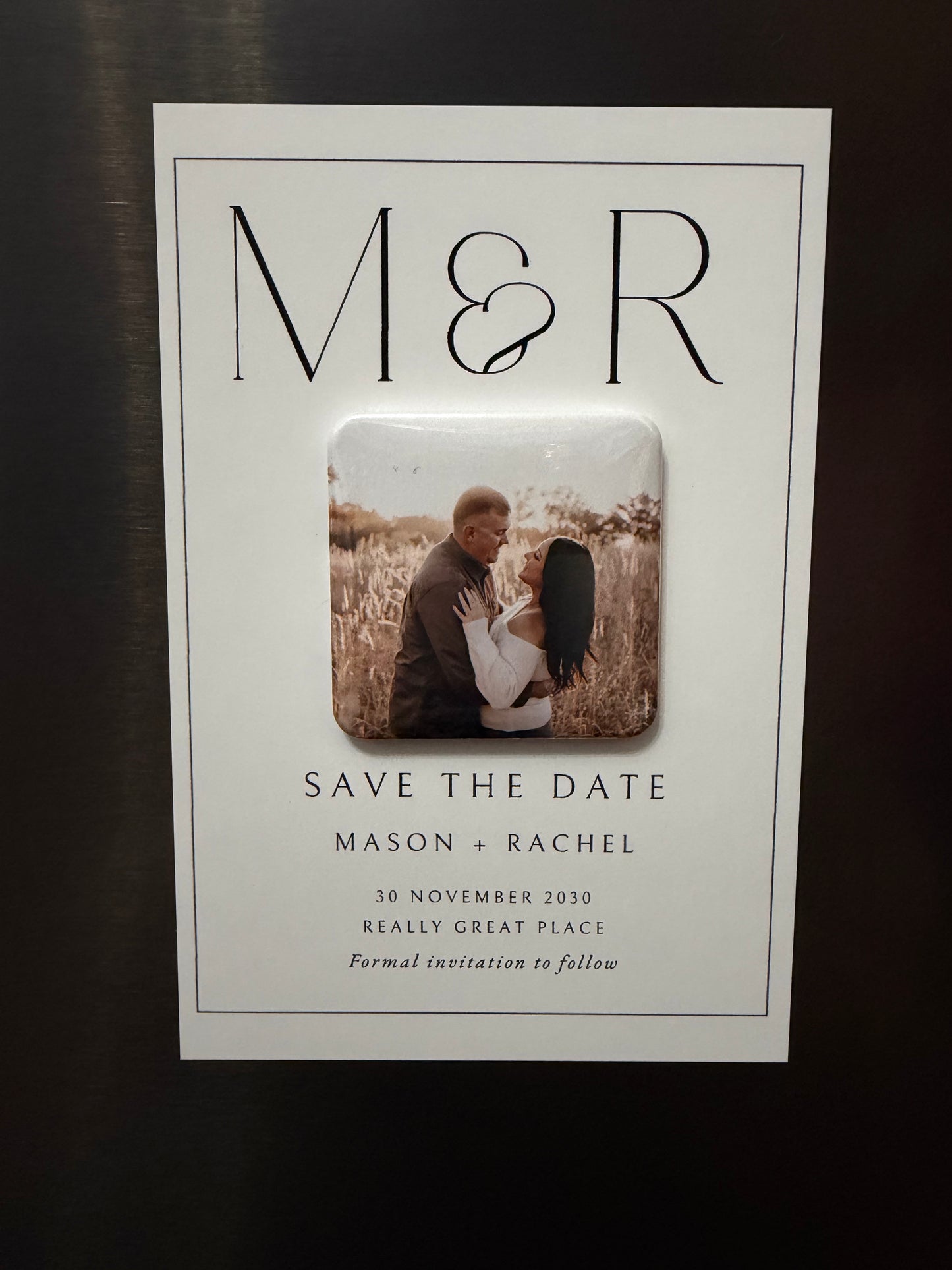 Cardstock Save the Date + Custom Square Magnet